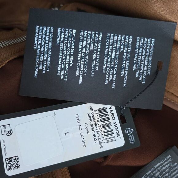 Vero Moda Women's Size Large Cognac Brown Preslie Faux Suede Mini Skirt - Picture 10 of 11